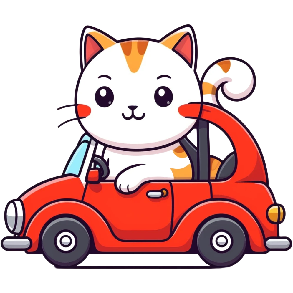Cat driving red car emoji