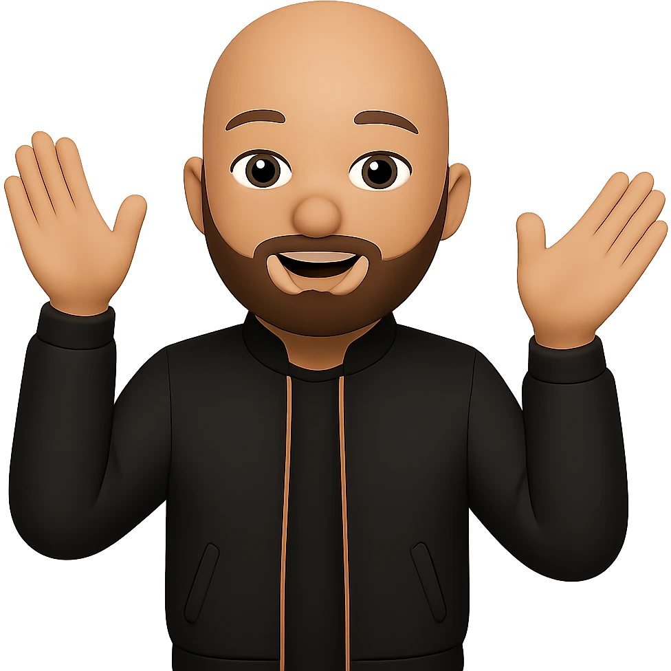 Remove the background, make the man's skin tone a little bit darker, and make his beard black. The style should resemble emoji style with concise details and colors as typical emoji art. emoji