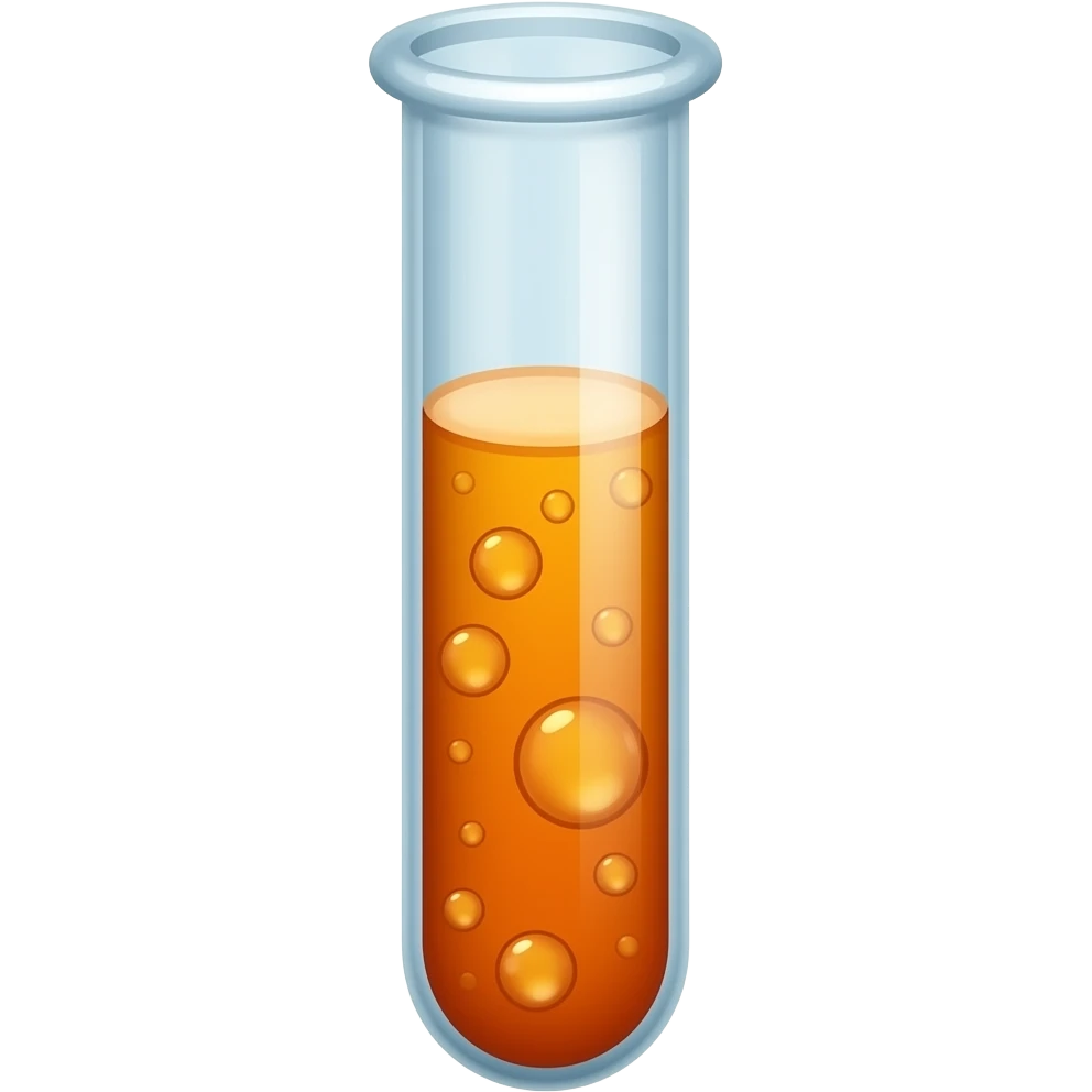 tubo de ensayo vertical burbujeante con liquido naranja emoji