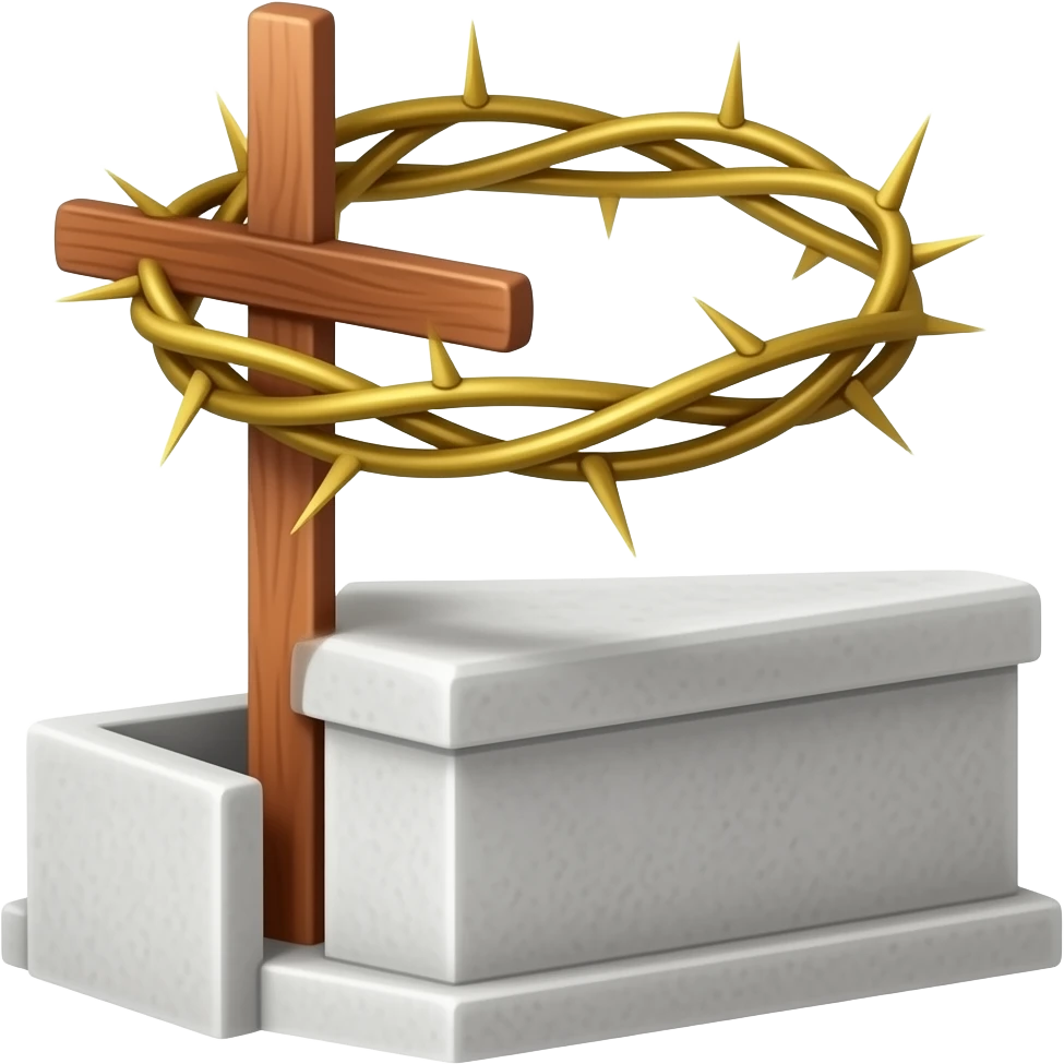 thorny crown, cross and empty tomb emoji