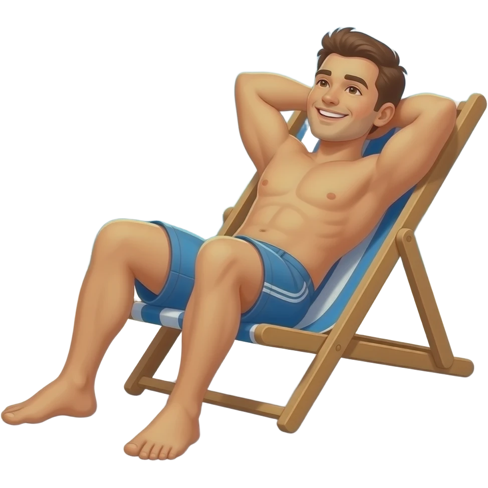 Erstellen ein Emoji von einem Mann der sich am Strand oder auf einer liege oder auf einem Handtuch in der Sonne sonnt emoji