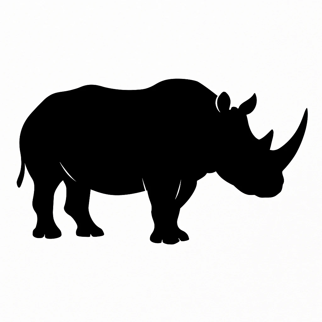 Rhinoceros black silhouette white background emoji