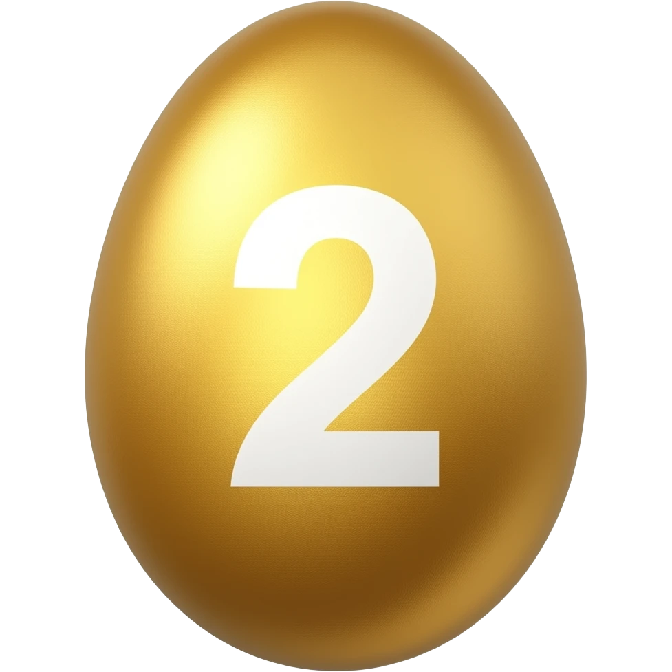 shiny golden egg with white number 2 emoji