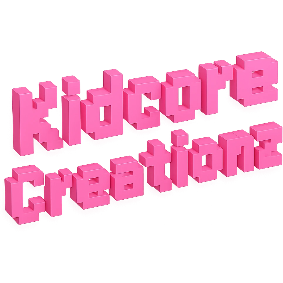 Add the word Kidcore Creationz in Pink emoji