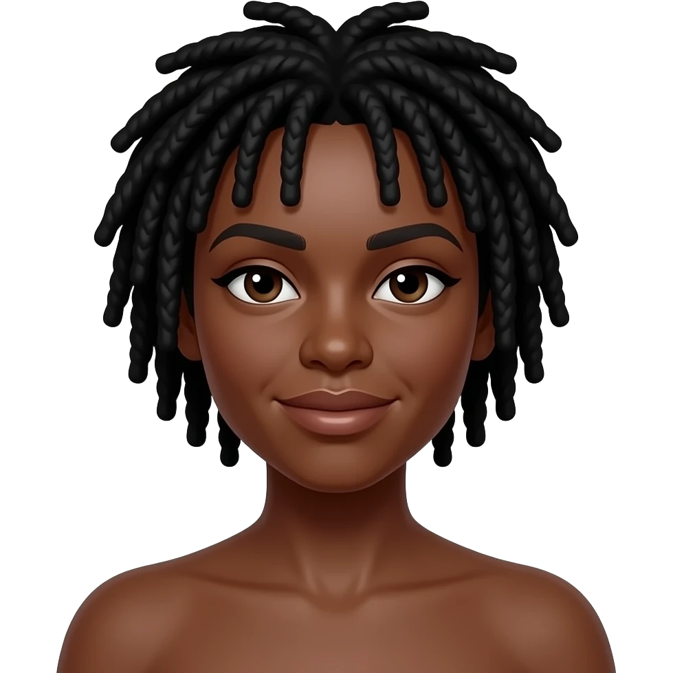 Black woman with short black dreads emoji
