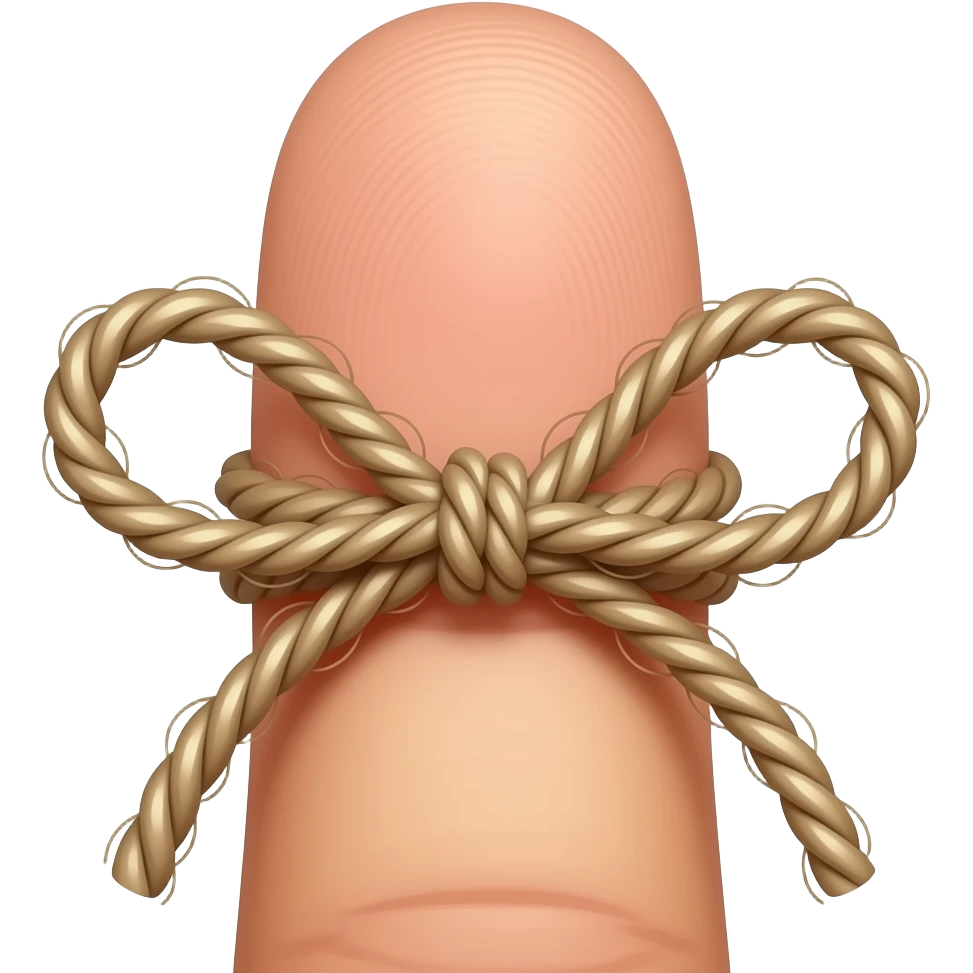 adult finger with a string tied in a bow emoji