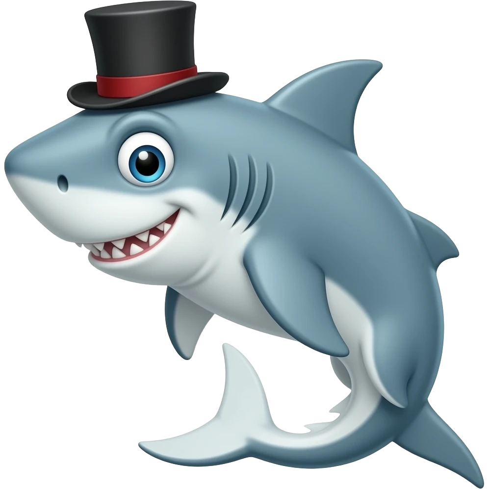 Shark with a top hat emoji