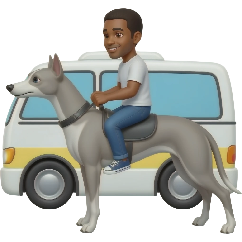 Make an emoji of a black man riding the greyhound bus emoji