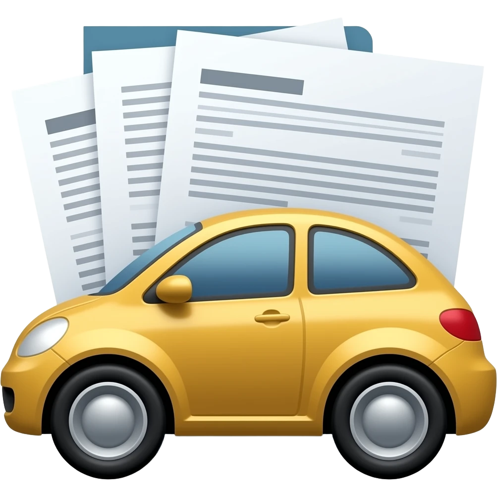 The car and the documents are overlapping. emoji