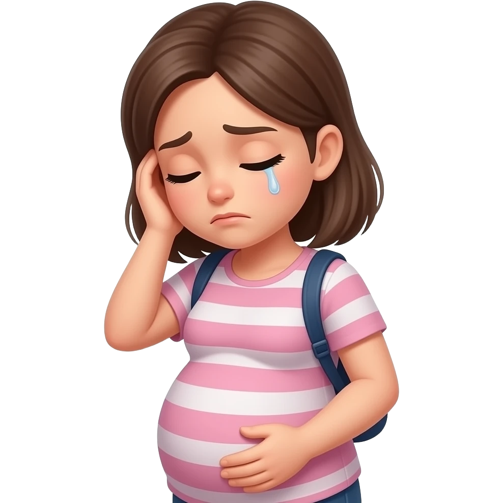 chica embarazada trabajando cansada emoji