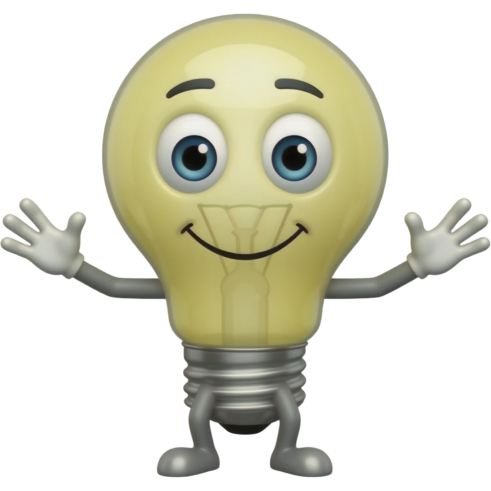 a bulb with hands and legs with faces emoji