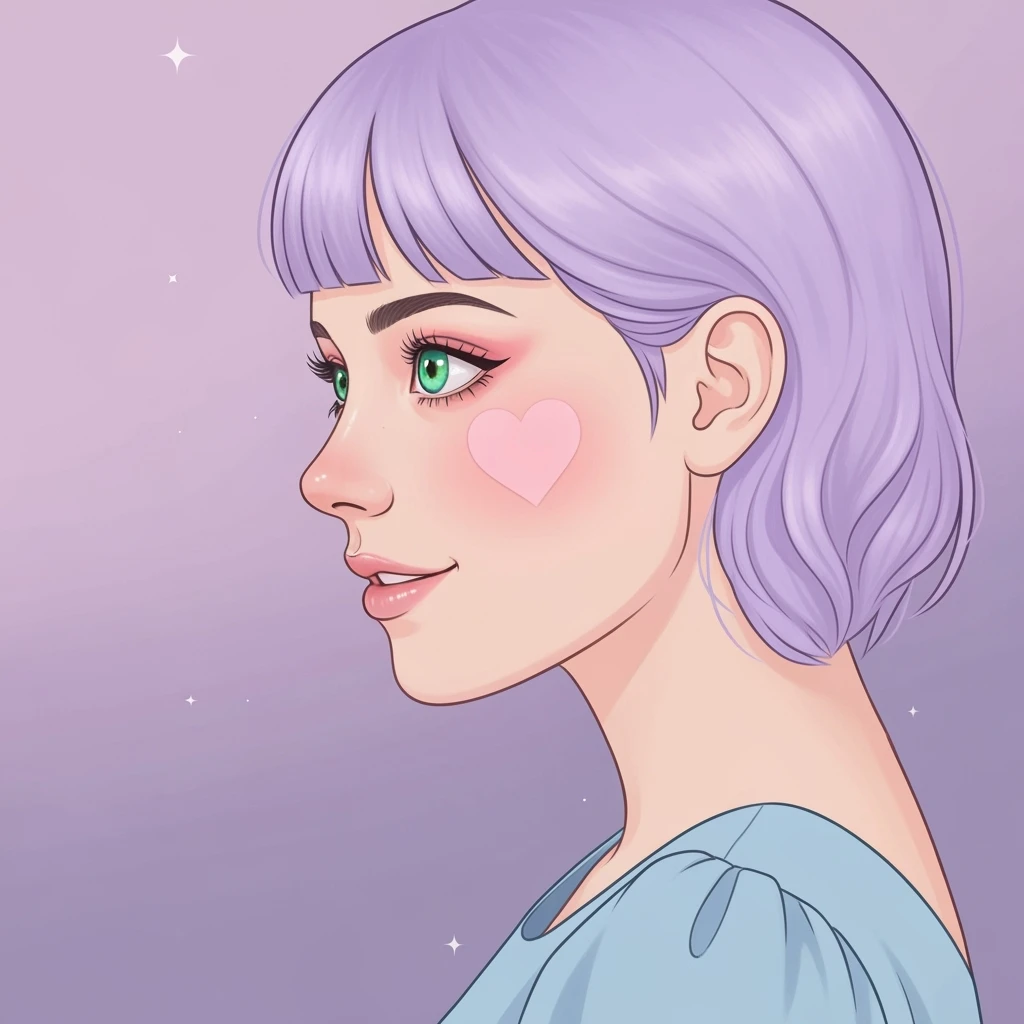 pastel horror profile picture with a heart accent, cute, expressive, minimal, variation 2 emoji
