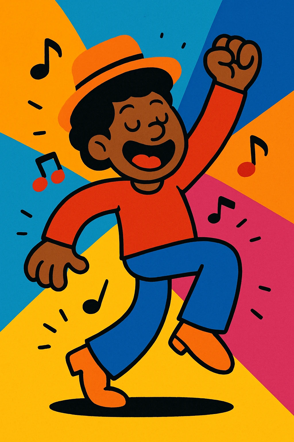 cartoon character dancing, vibrant colors, simple style emoji