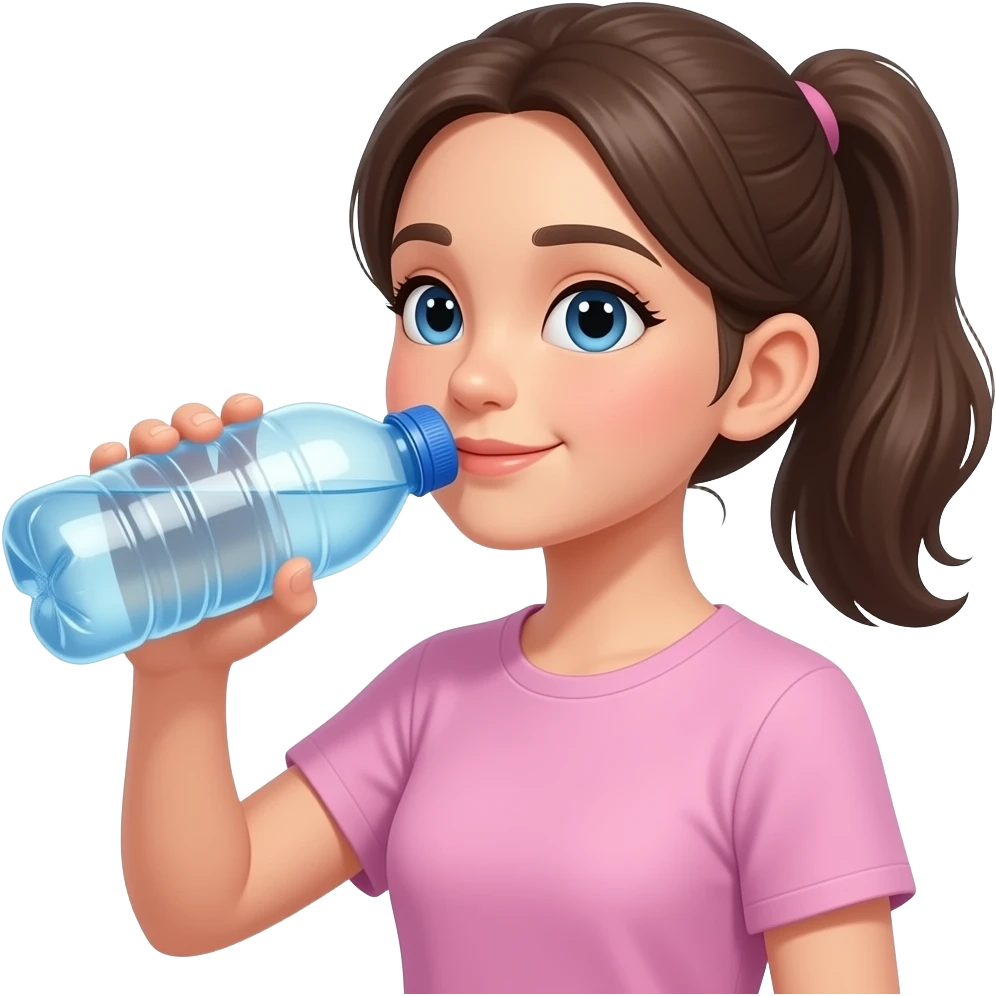 girl drinking a bottle water emoji