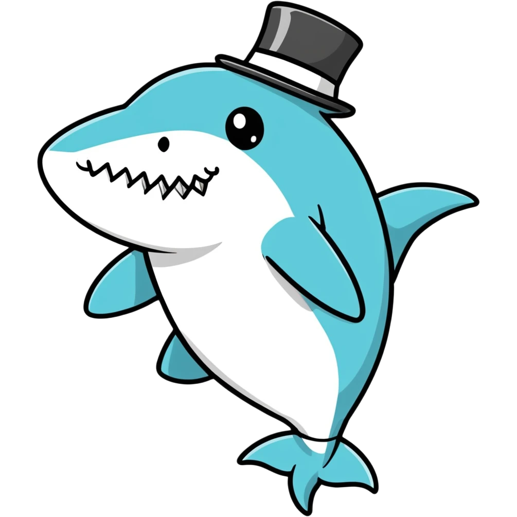 Shark with a top hat emoji