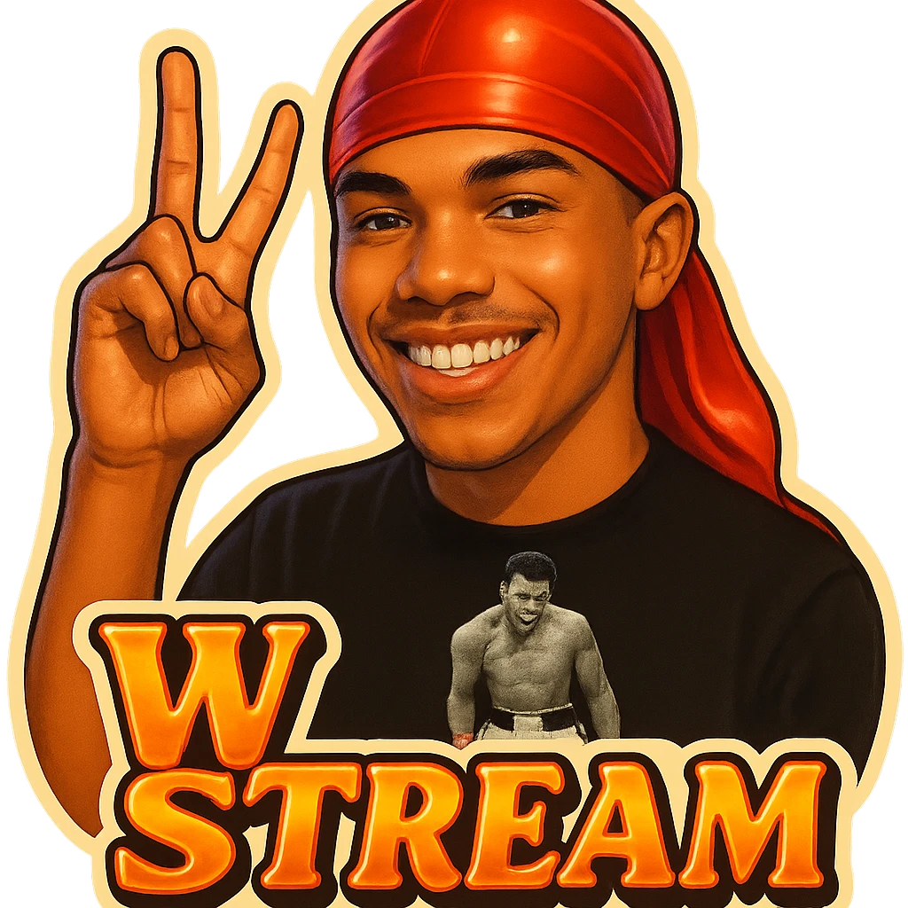 Make him Smiling 
woo Finger signak
Change His durag To Red
Add the words W Stream emoji