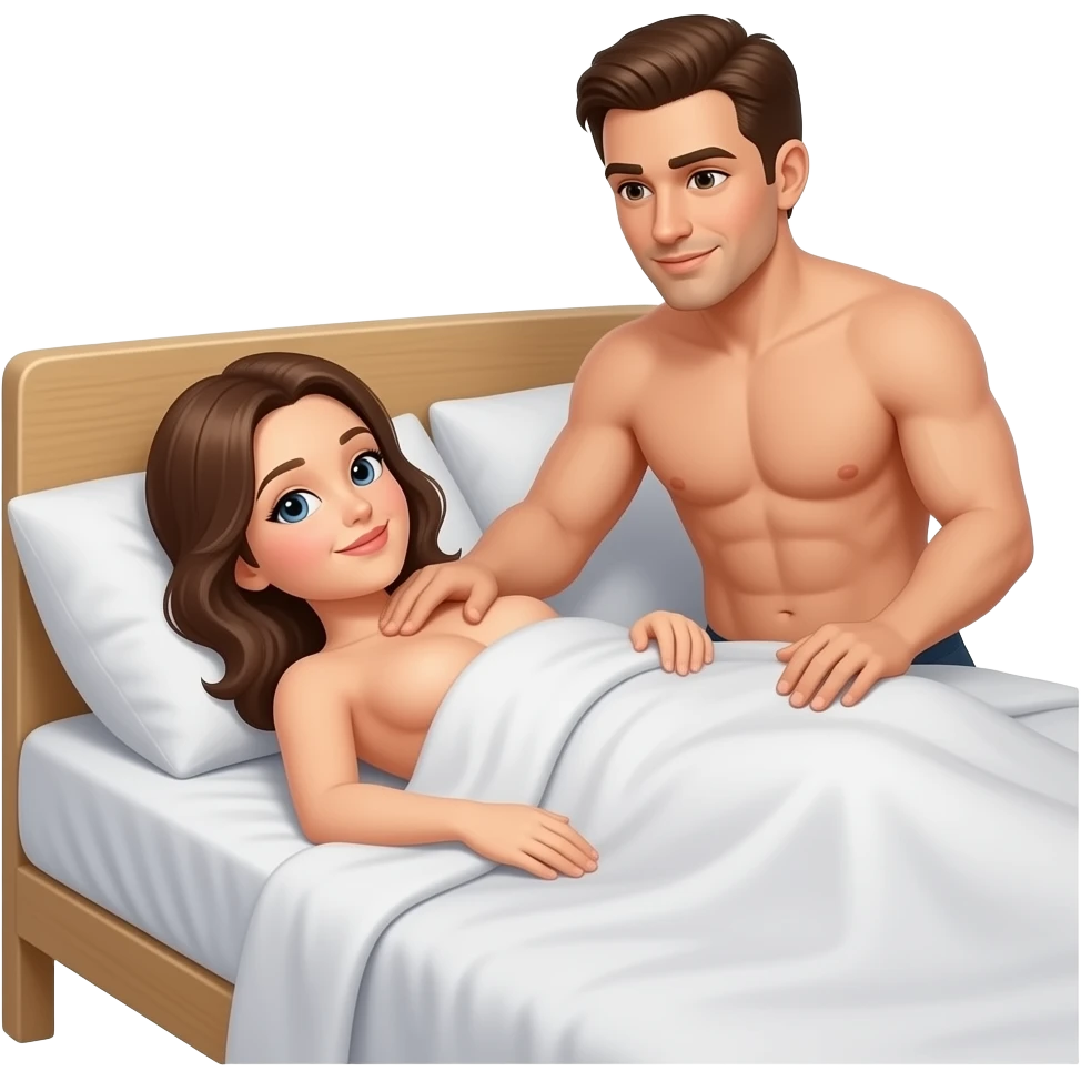 Naked man fucks fully naked woman in bed emoji