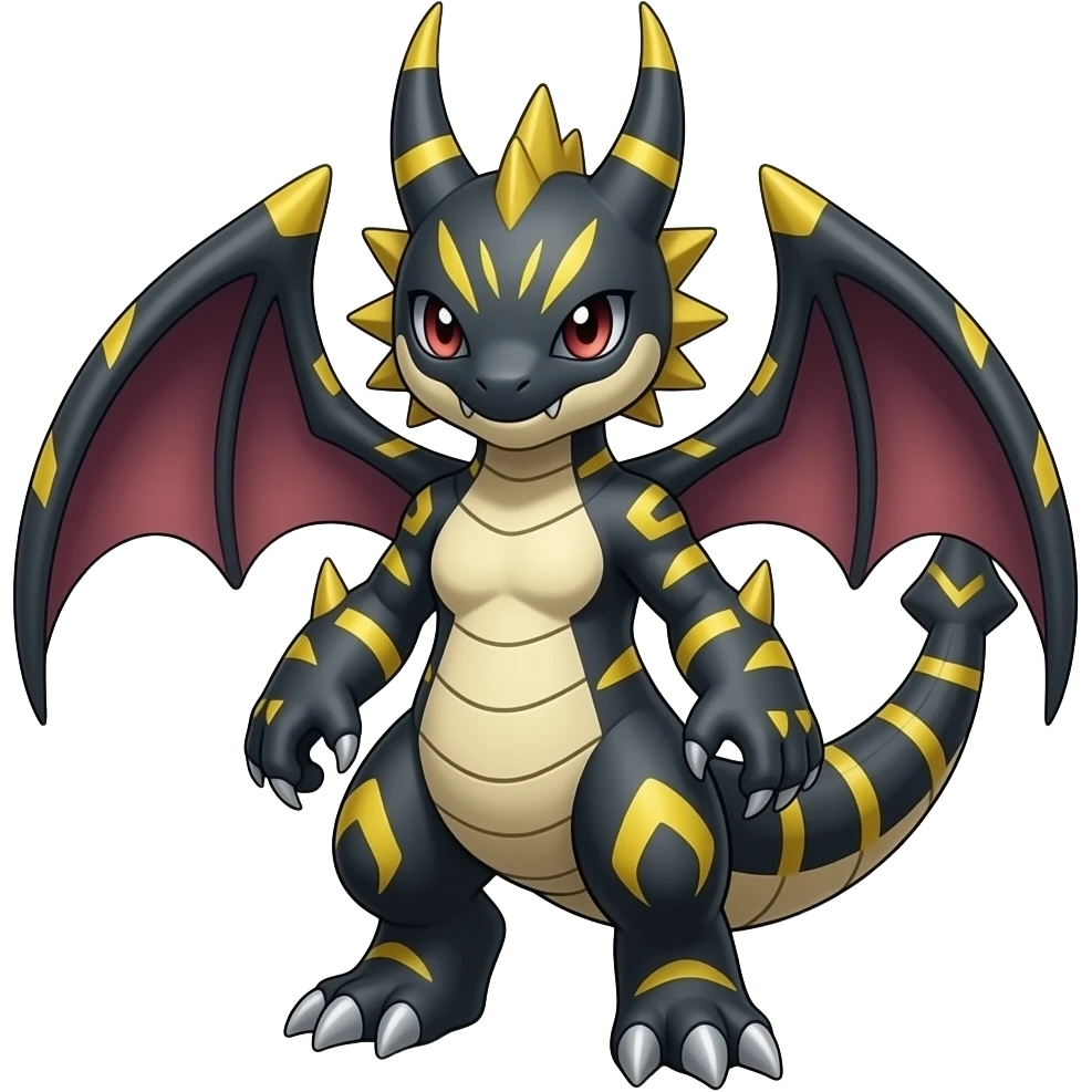 Cool Edgy Seviper-Sharpedo-Gabite Fakémon Digimon with Edgy markings, full body, outlined emoji