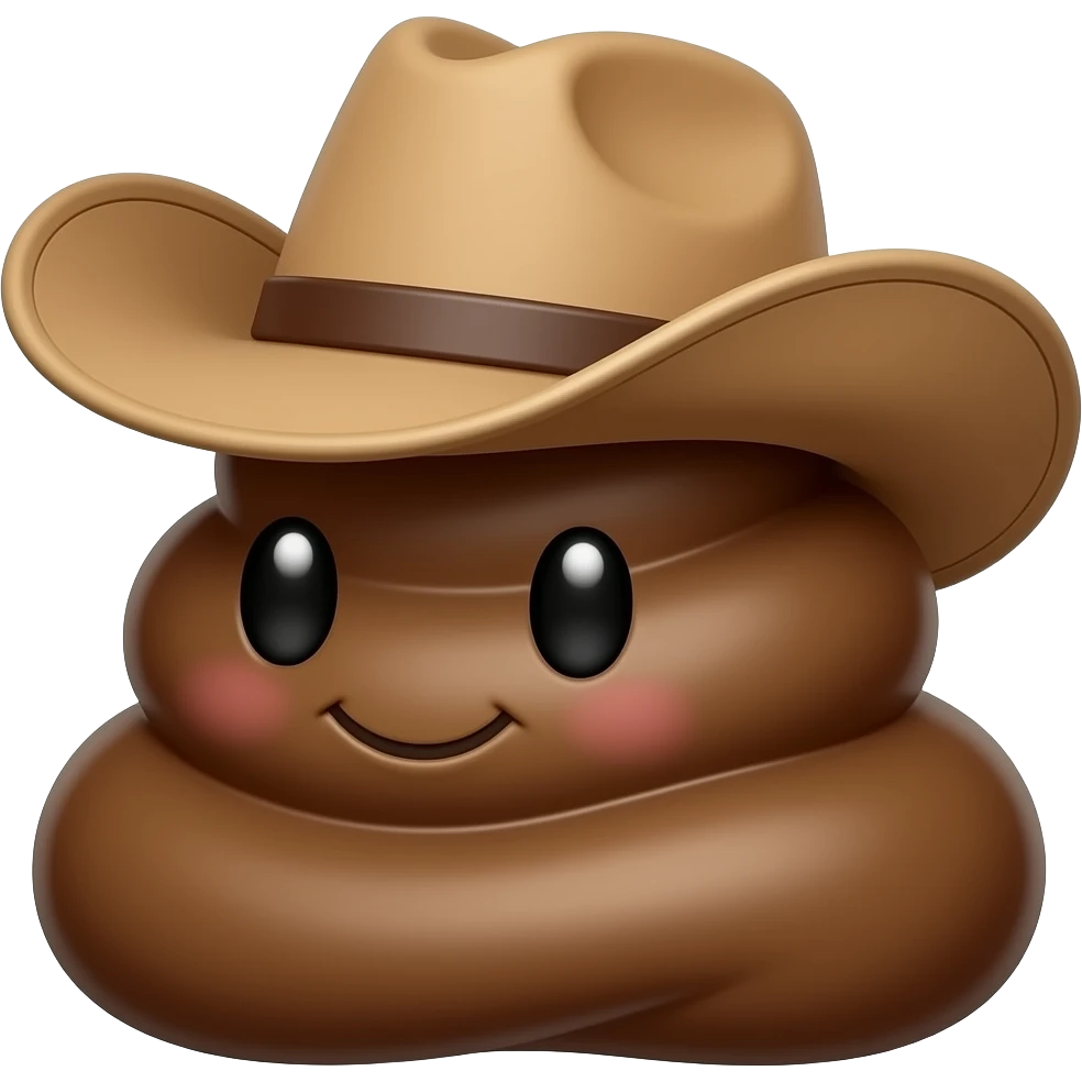 Cute 💩 with cowboy hat  on Sideways emoji