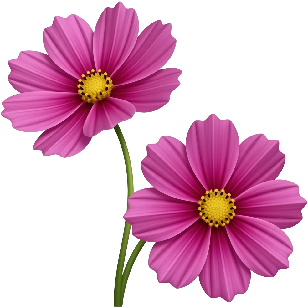 Just 2 cosmos flower with no stem looks realistc and hd and clear high quality emoji and clear dark pinkish petals emoji