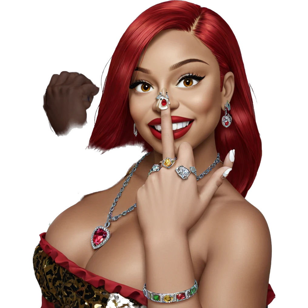 red haired girl with jewelry emoji