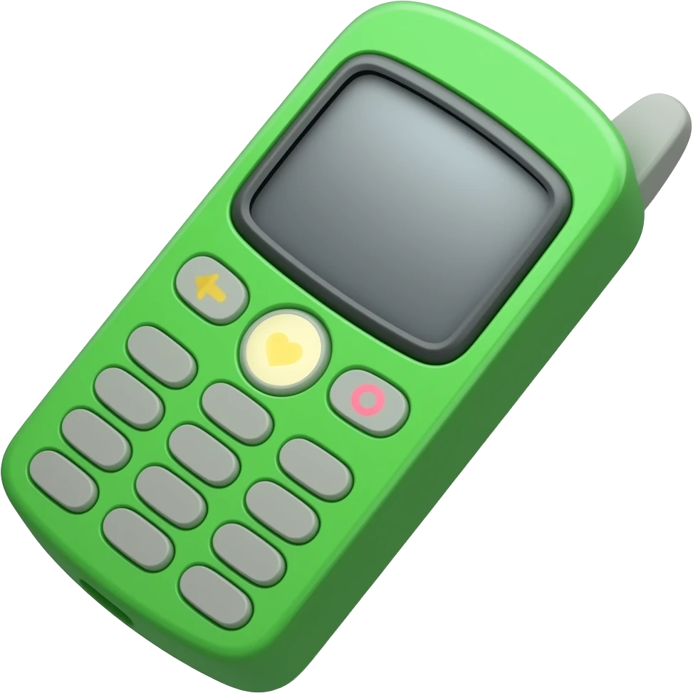 The green handset with little heart emoji