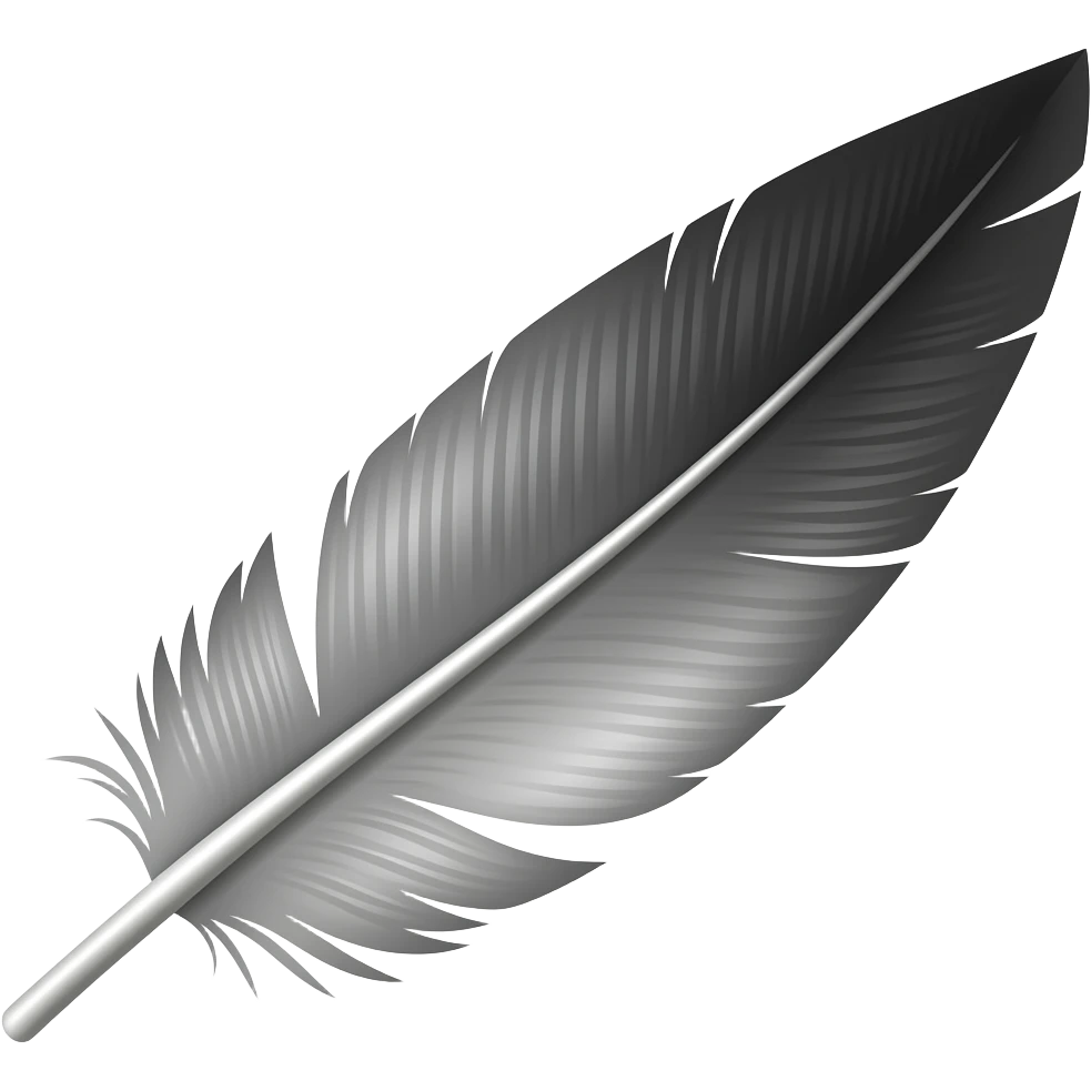 show a sleek feather with little to no detail in the barbules to signify agility and motion - NO BACKGROUND emoji
