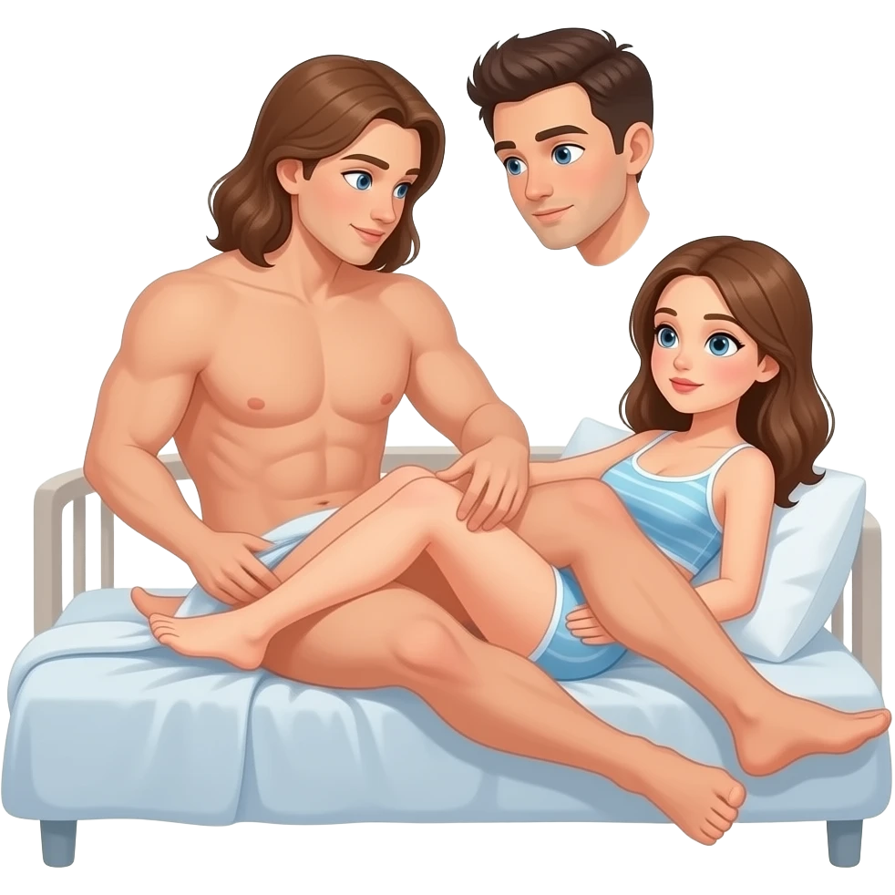 A naked adult girl have sex with an adult boy also the adult boy is naked on the bed the girl is sitting on the boys pants but the boy doest have pants emoji