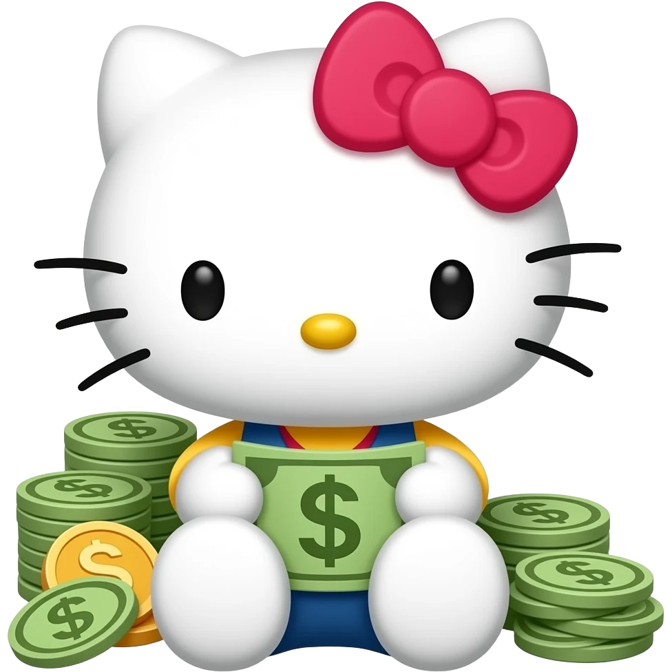 Hello kitty with money emoji