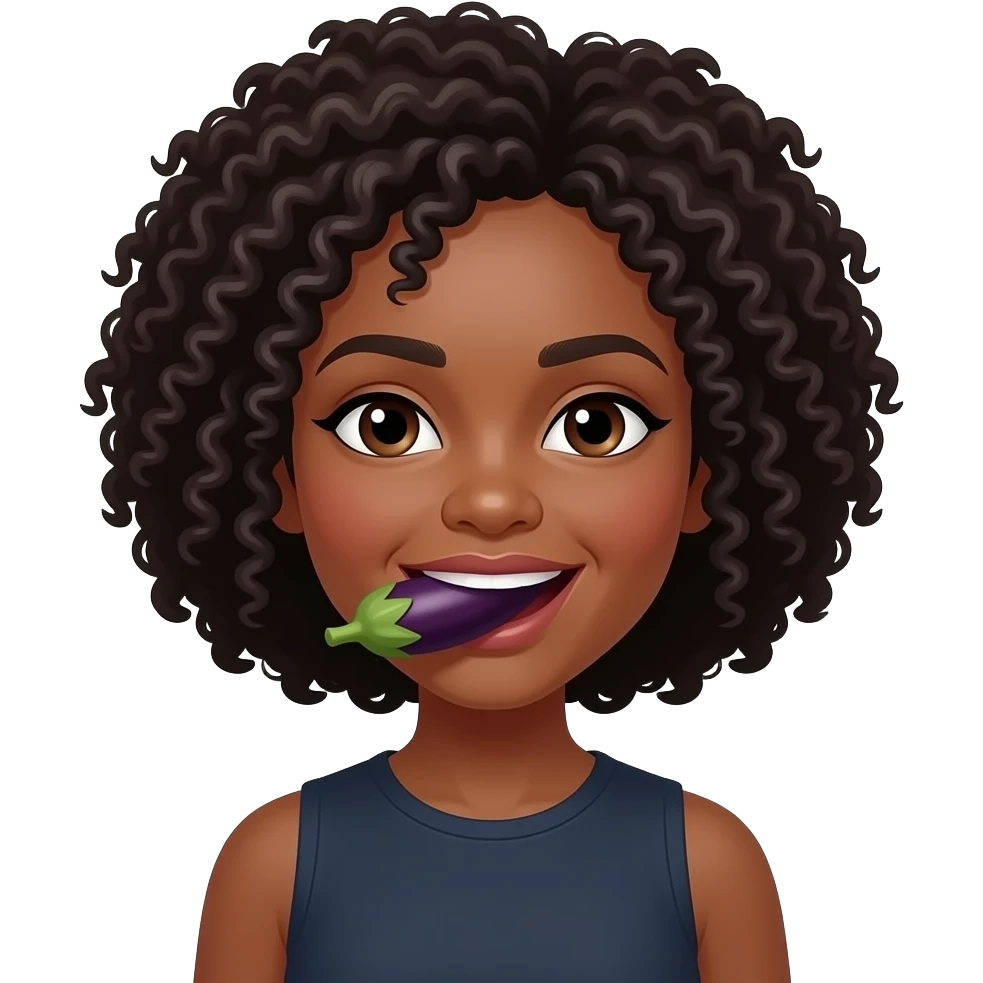 Femme noir avec une aubergine dans la bouche emoji