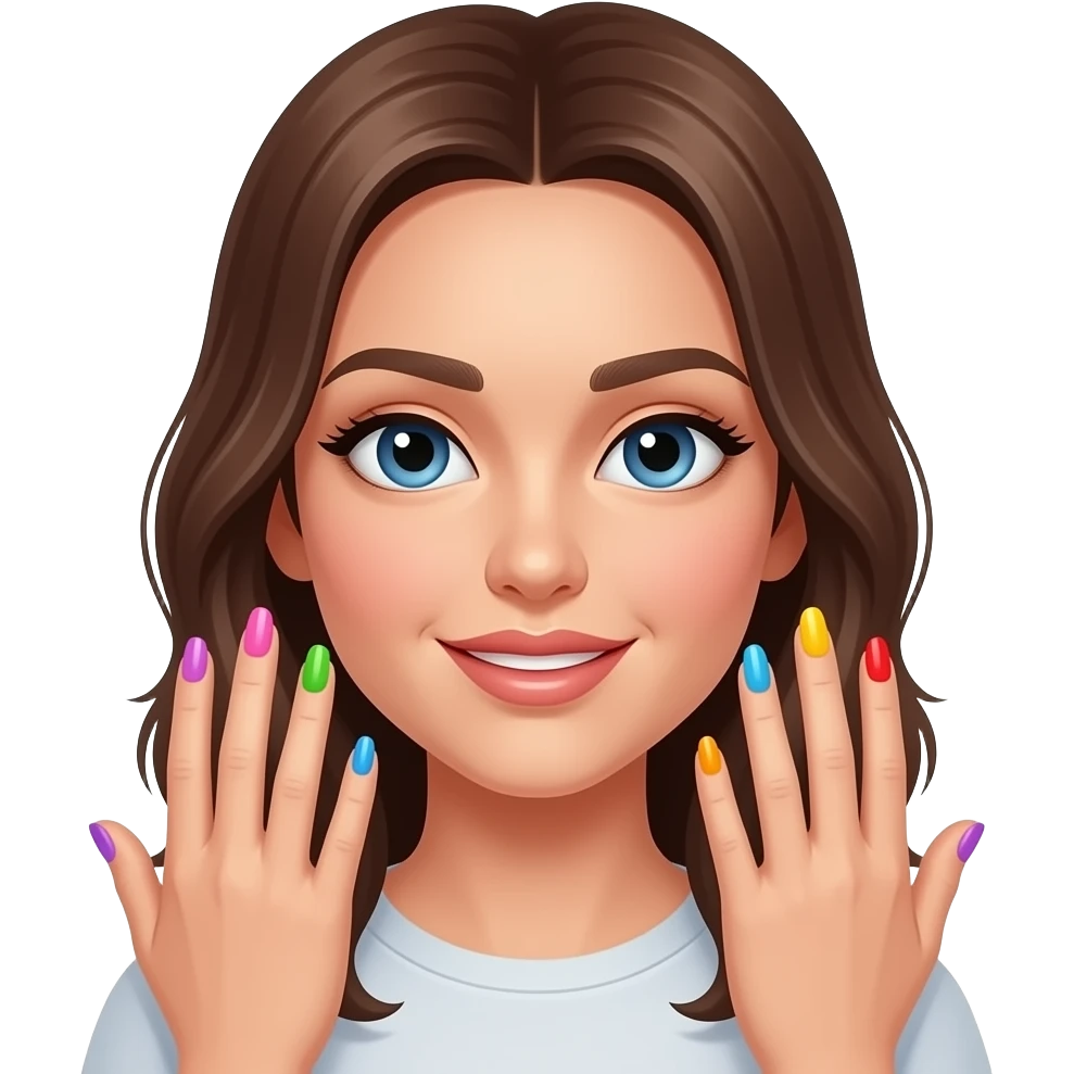 A simple emoji who has applied lip gloss and is showing off her nails 💅 emoji