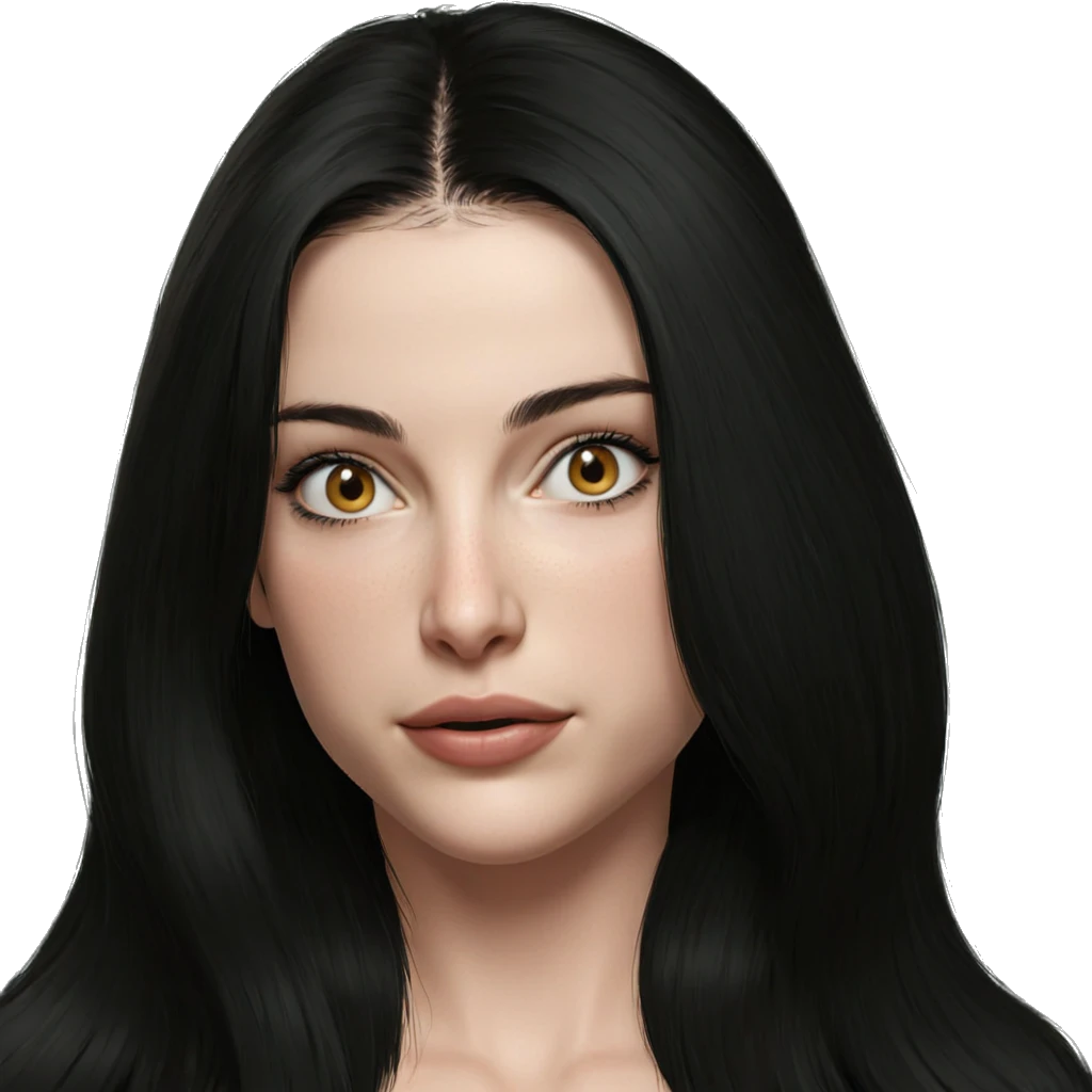 black haired girl portrait emoji