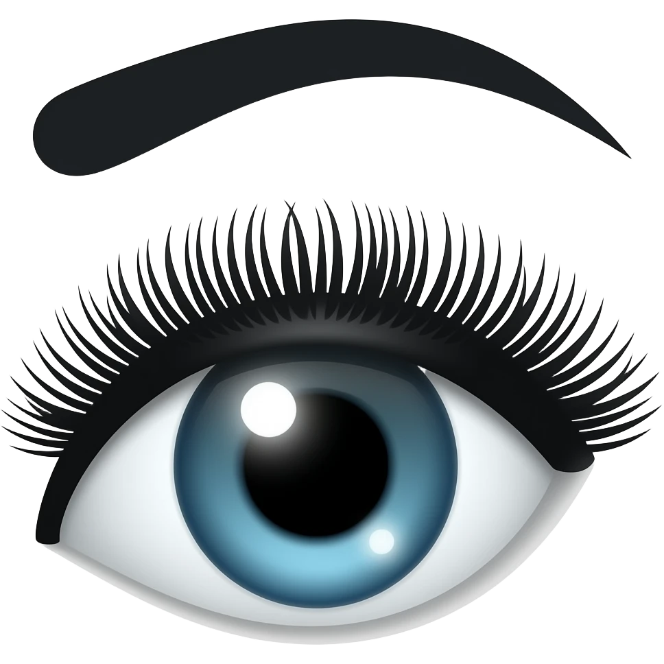 eyelash strip above an black color open eye emoji