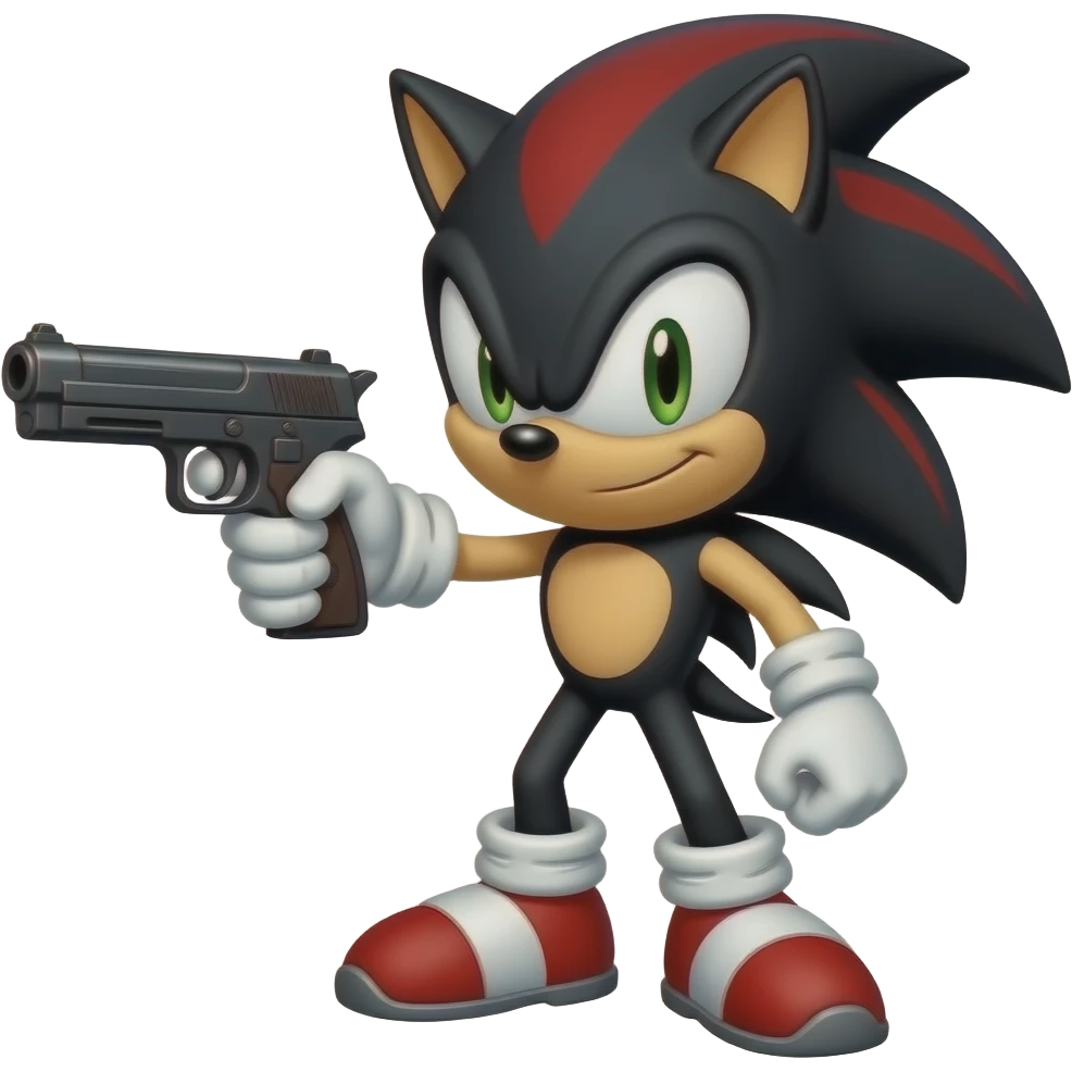 Super sonic kills shadow the hedgehog with a gun emoji