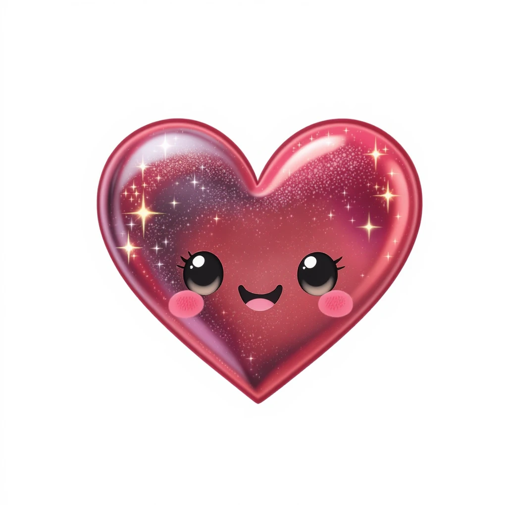 goth heart emoji, cute and shiny, with sparkles, no background emoji
