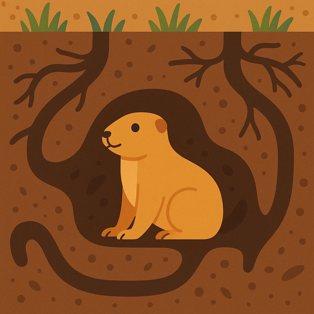 Flat design style Prairie dog under ground emoji