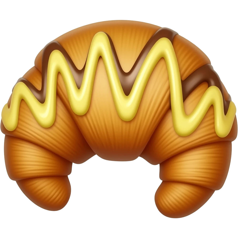 Croissant with drizzled Yellow icing and chocolate icing emoji