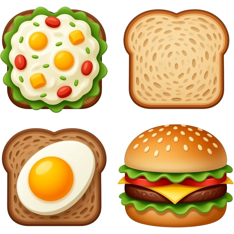 3 lunch Egg salad sandwich, cheese sandwich, and a hambulance on rye emoji