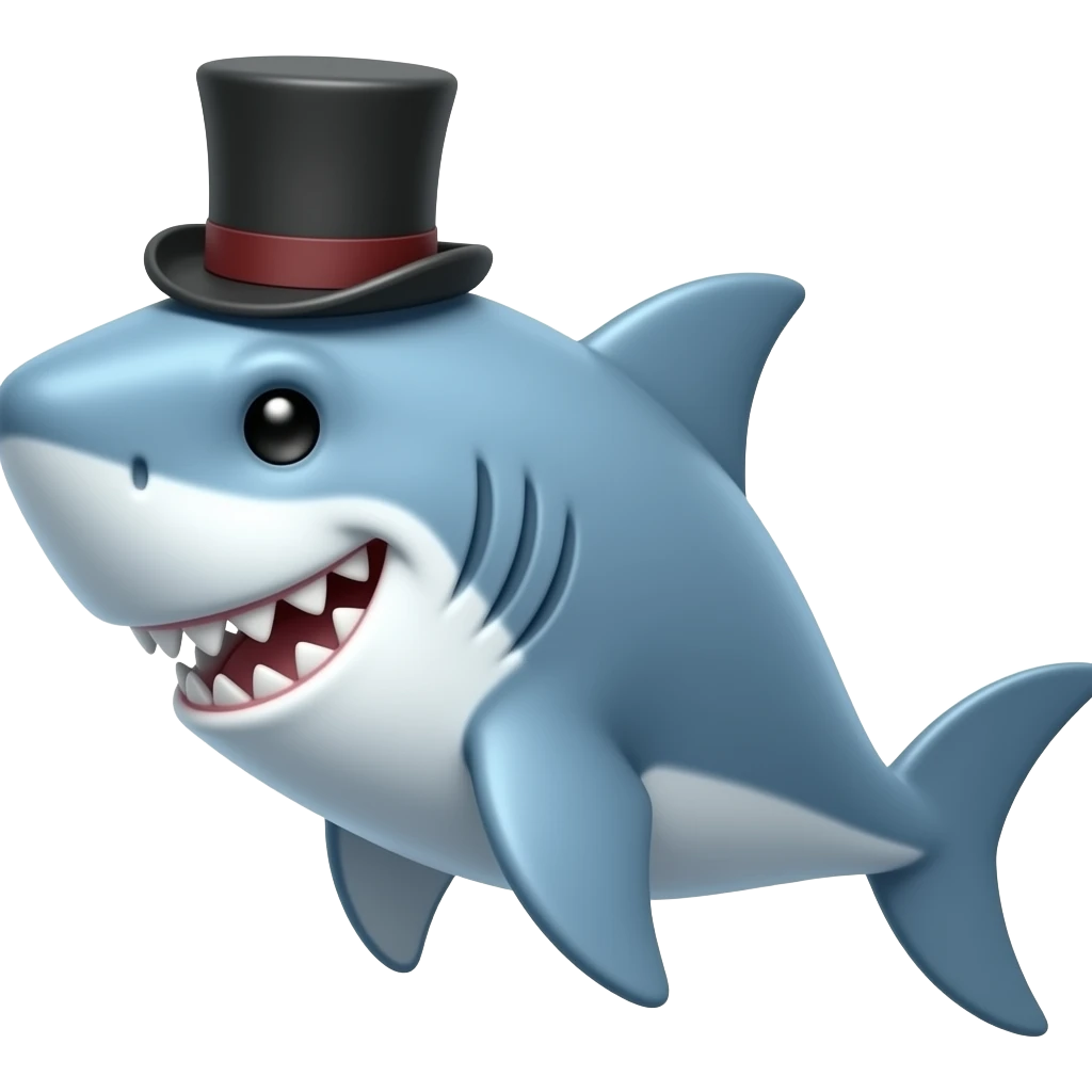Shark with a top hat emoji