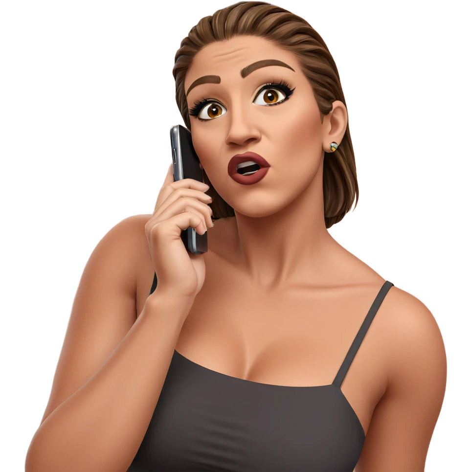 girl with brown hair and phone emoji