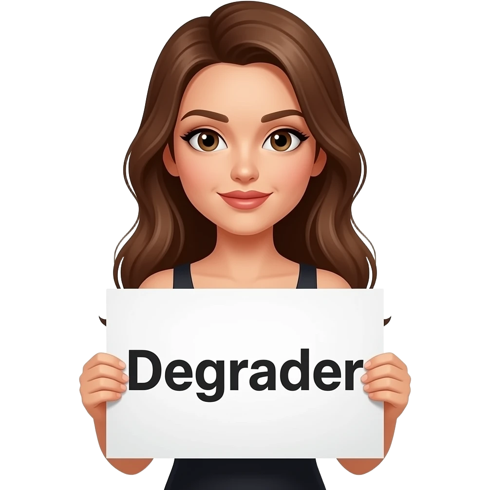 make a naughty sexual and seductive that just says the word "Degrader" emoji