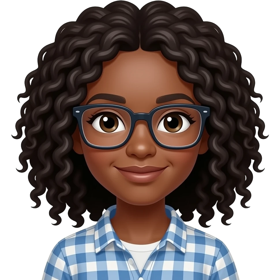 black girl with sqara glasses emoji