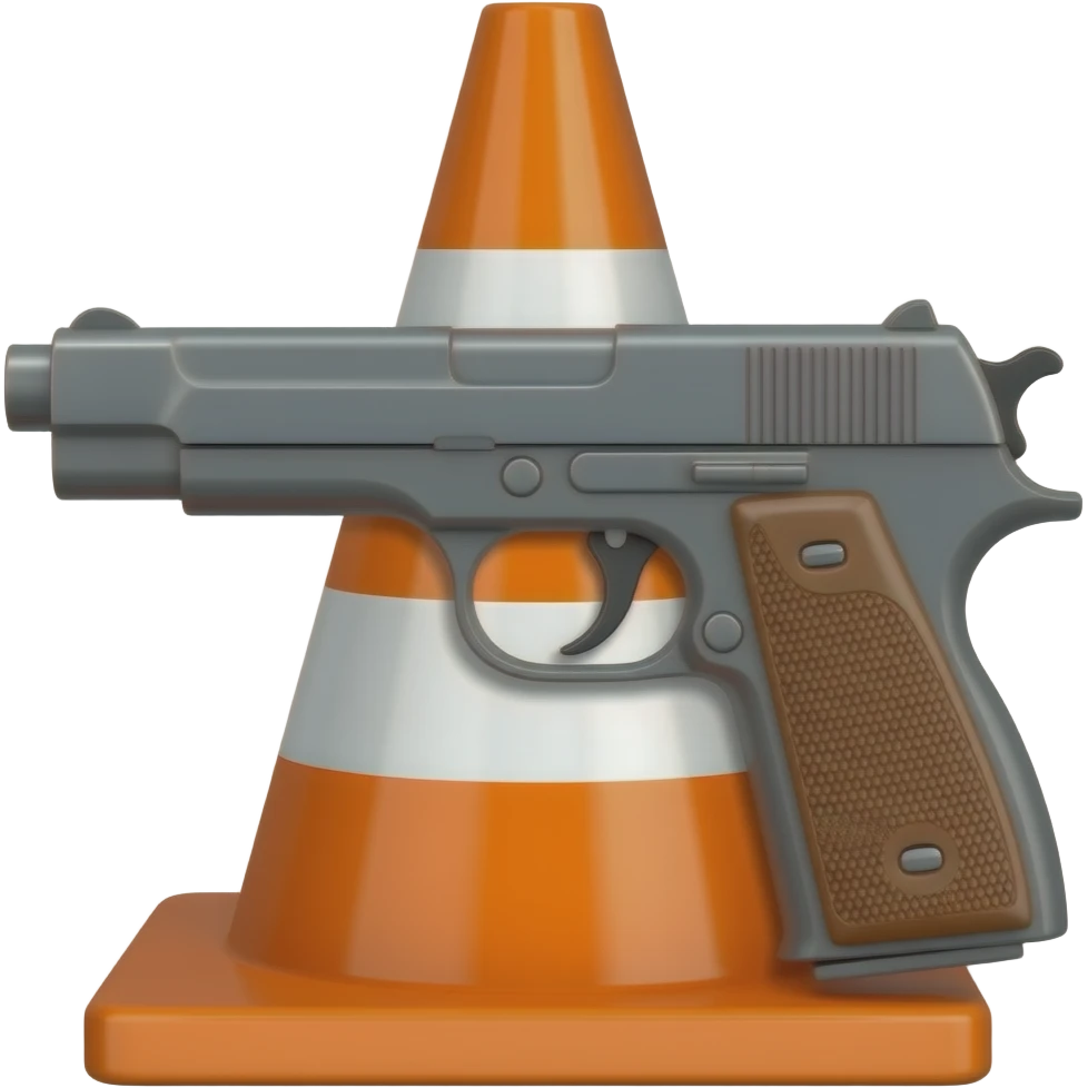 Traffic cone with gun emoji