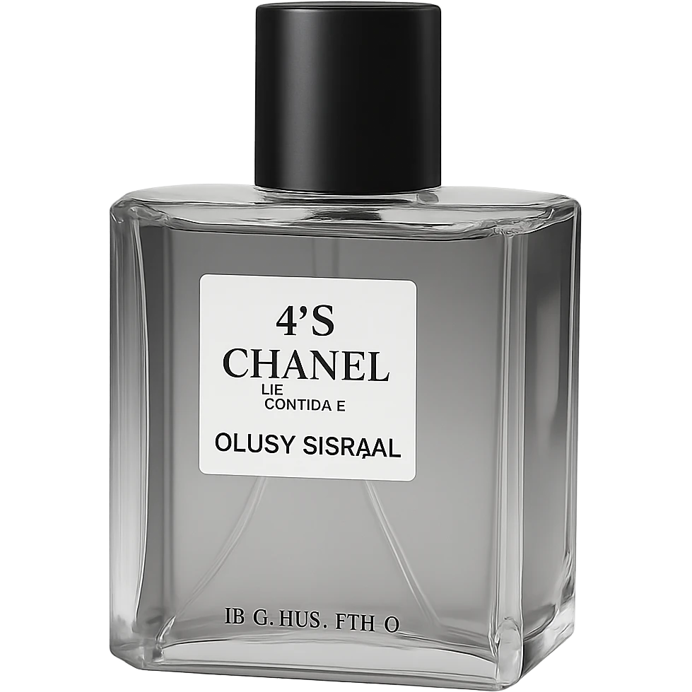 Convert the image to black and white, keeping only the realistic Chanel perfume bottle with a black cap. Preserve the luxury branding details. The background should be transparent. emoji