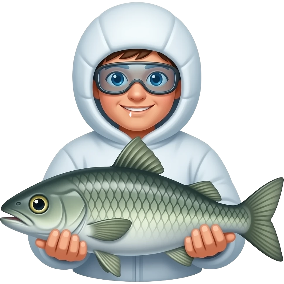 Arctic human holding fish emoji