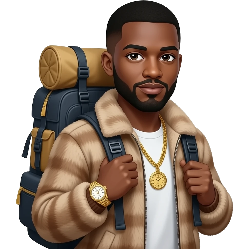Black giy named stack pack Rolex gold chain and fur jacket emoji