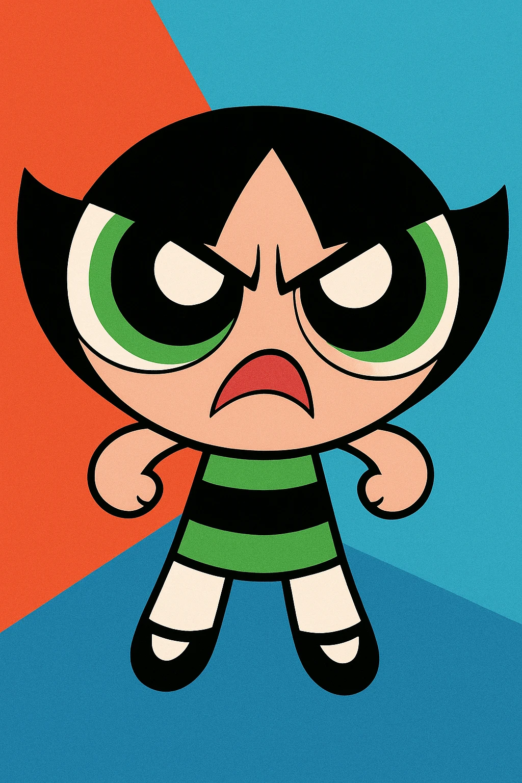 Powerpuff Girls character with an angry emotion, cartoon style, vibrant colors emoji