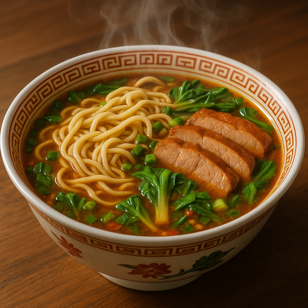 a bowl of steaming hot noodles, Chinese style emoji