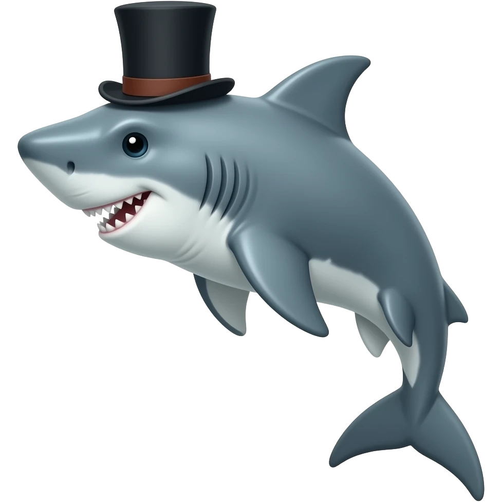 Shark with a top hat emoji