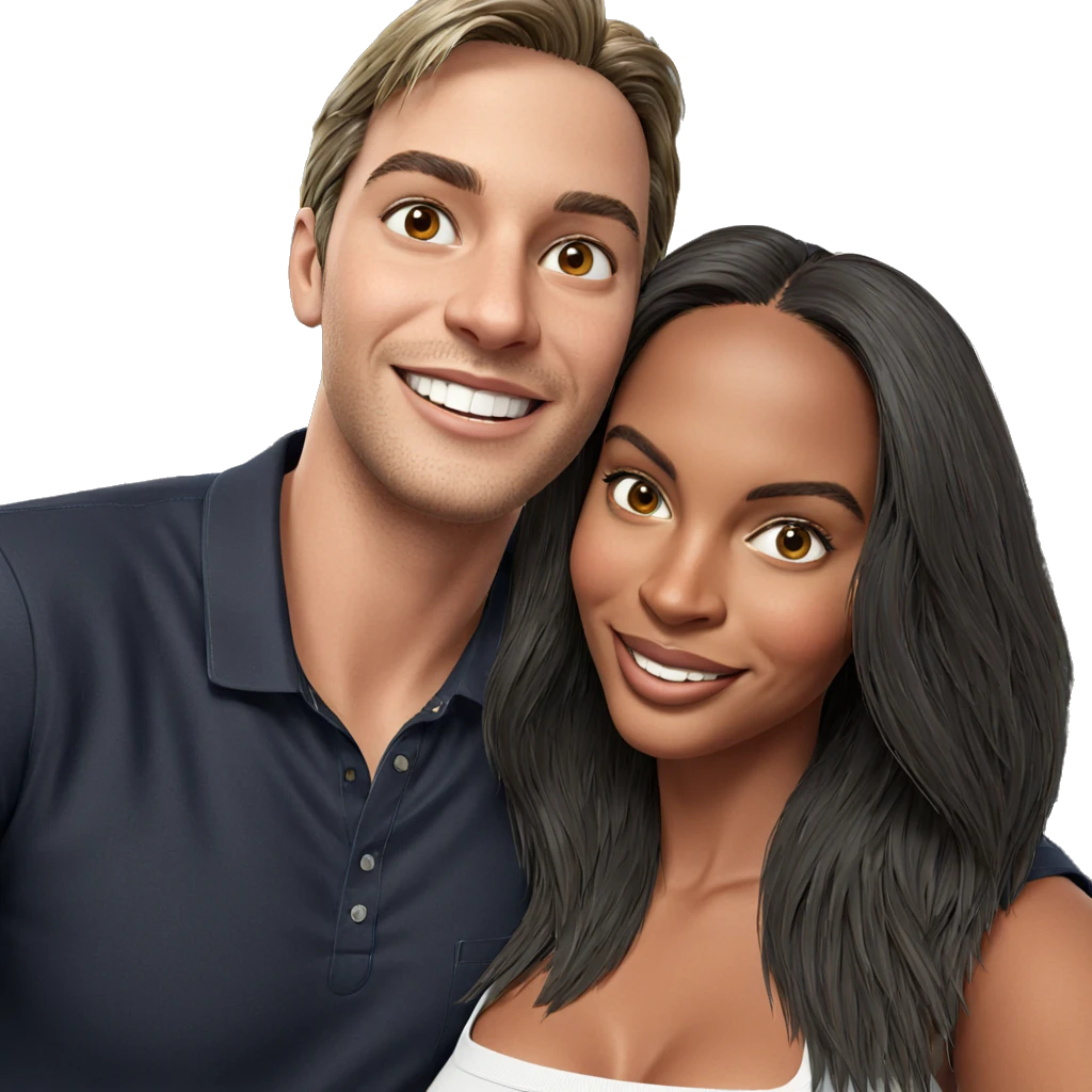 smiling couple in casual shirts emoji